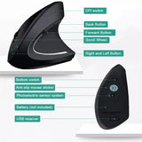 Vertical Ergonomic Mouse 2.4GHz Wireless Optical with Adjustable DPI for Desktop & Laptop
