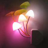 Mushroom LED Night Light with Light Sensor Colorful 3-LED Table Lamp EU/US Plug