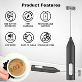 Portable Milk Frothier USB Rechargeable Foam Maker for Coffee, Latte & Cappuccino