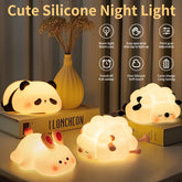 Touch LED Night Light for Kids Panda, Rabbit & Sheep Silicone Night Lamp USB Rechargeable