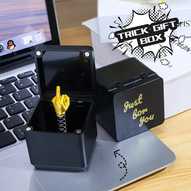 Christmas Pop-Up Surprise Box Featuring Middle Finger Mechanism Funny Gag Gift for Home and Office